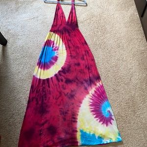 Tye Dye Maxi Halter Dress, Size Medium